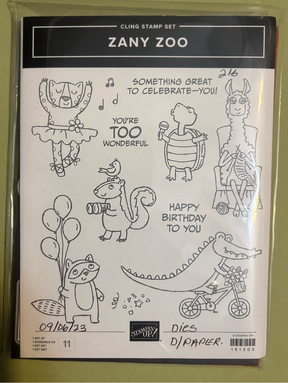 Stampin up! Zany Zoo Cling Stamp Set